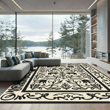Natural Black Bear Foliage Vine Rug