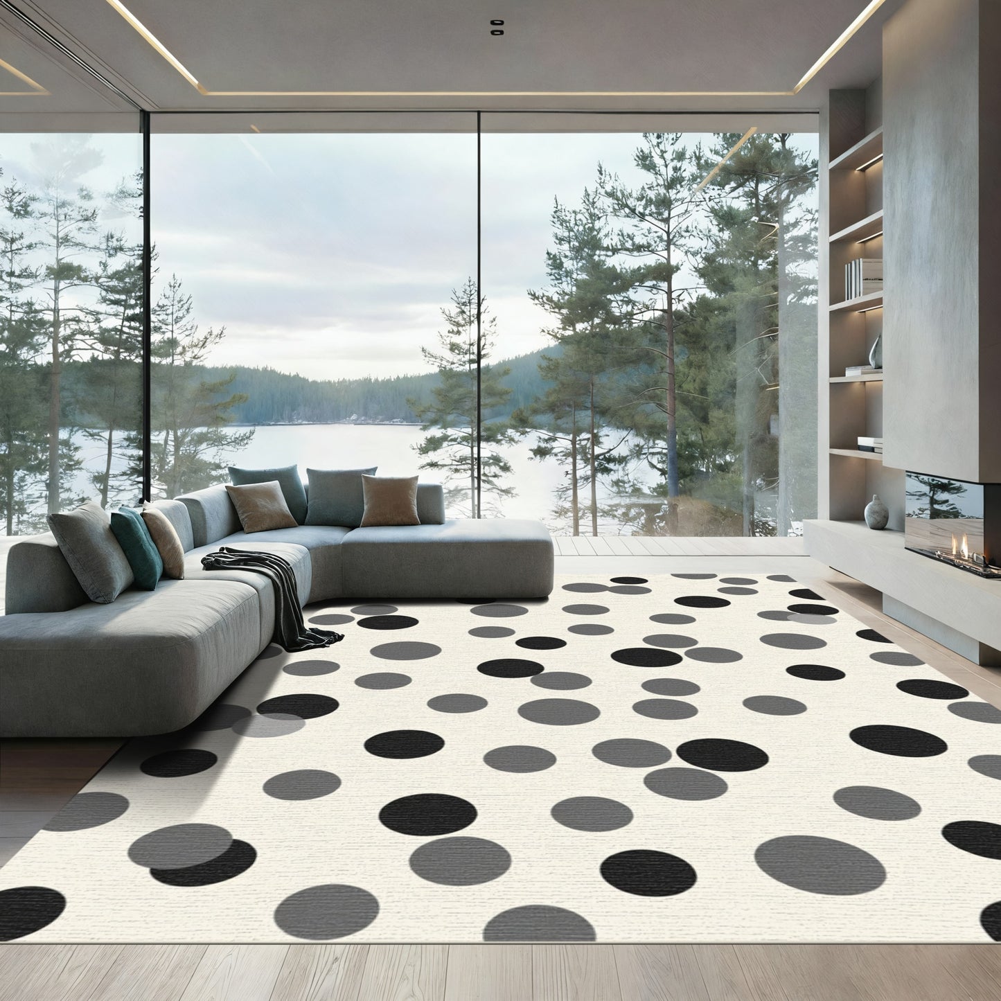 Monochromatic Scatter Dot Confetti Rug