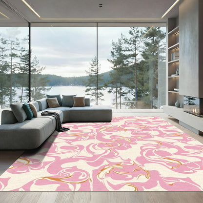 Pink Cream Swirl Abstract Flow Rug
