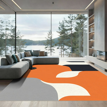 Bold Orange Abstract Organic Shapes Rug