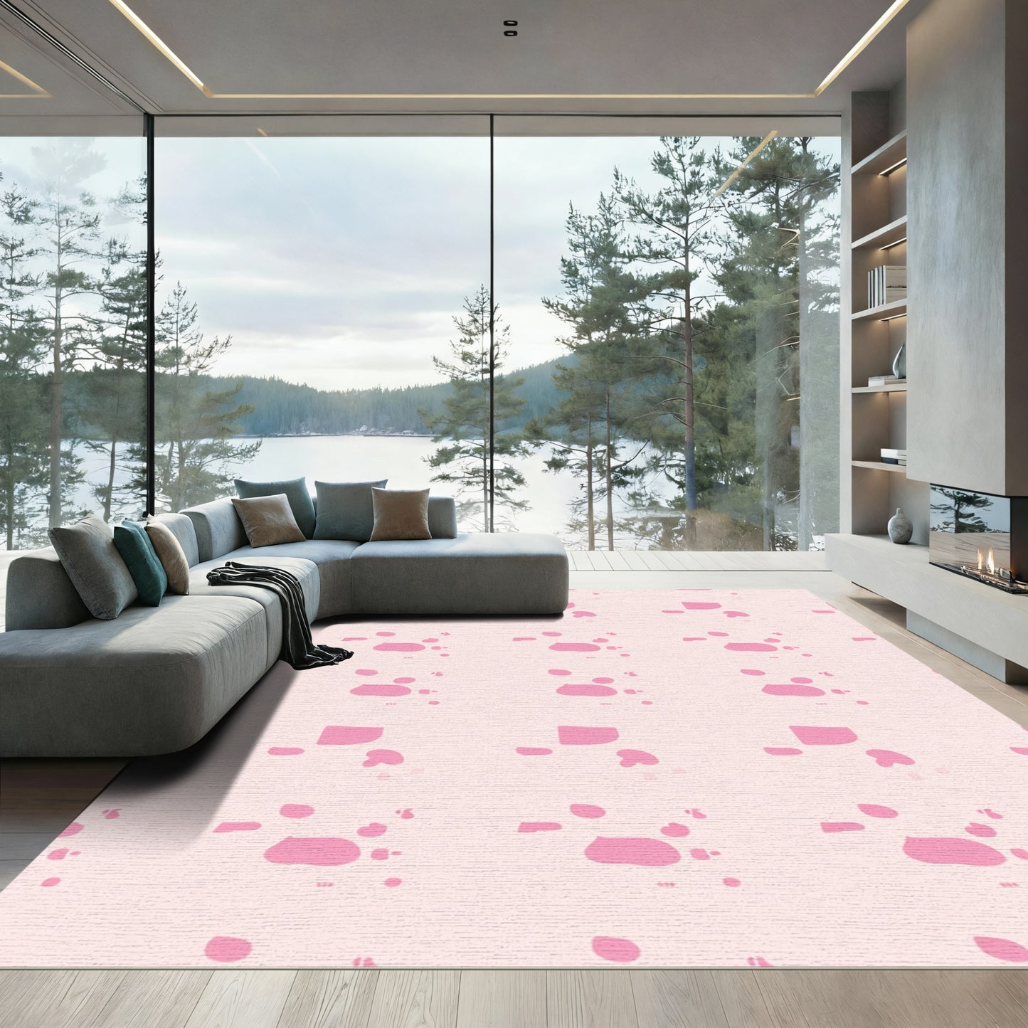 Cherry Blossom Spots Abstract Rug
