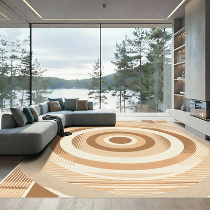 Earthy Tone Concentric Circles Abstract Rug