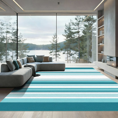 Aqua Teal Striped Horizon Rug