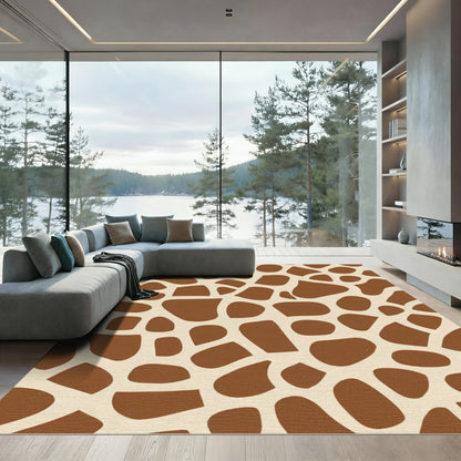 Brown Cream Animal Spot Rug