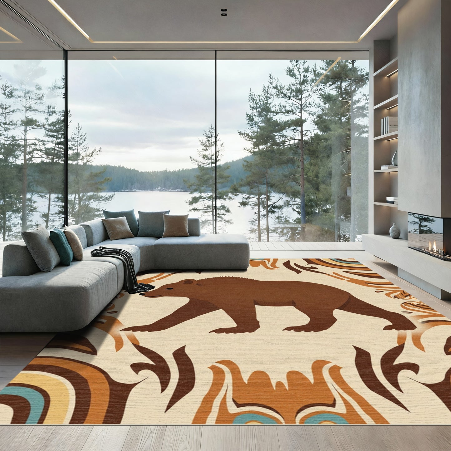 Brown Bear Tribal Arch Rug
