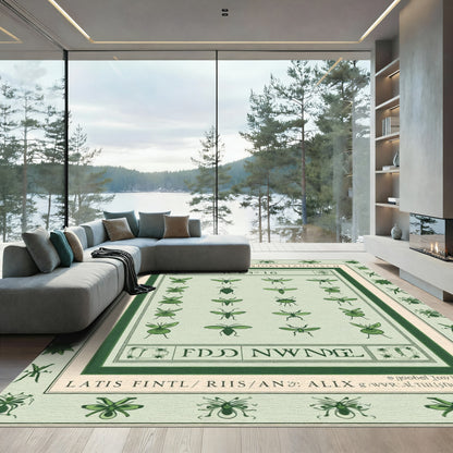Green Insect Collection Border Rug