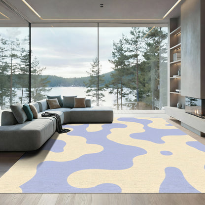 Beige Soft Blue Organic Waves Rug