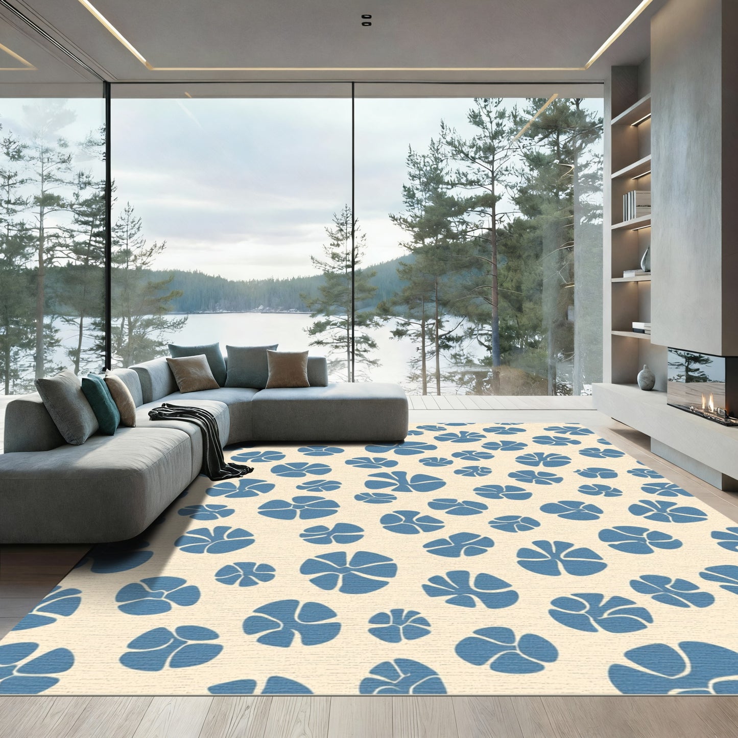 Cerulean Bloom Scatter Rug