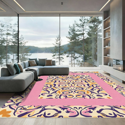Bold Floral Pink Gold And Navy Rug