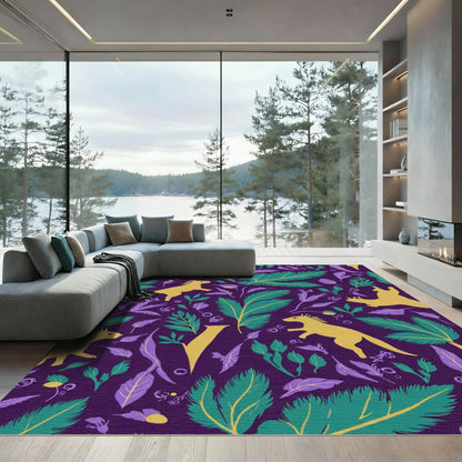 Golden Horse Purple Leaf Fandango Rug