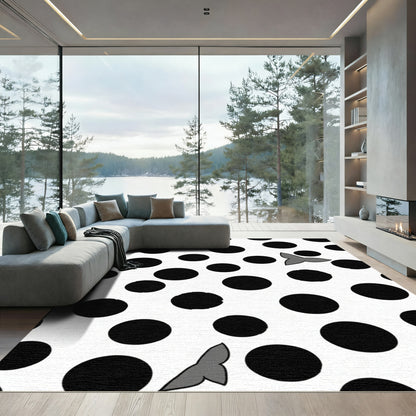 Black Dots Butterfly Whimsical Scatter Rug