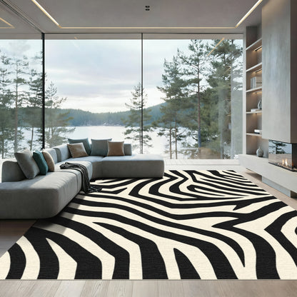 Monochrome Wavy Organic Stripes Rug