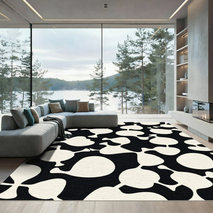 Mid-century Organic Black Cream Shapes Rug