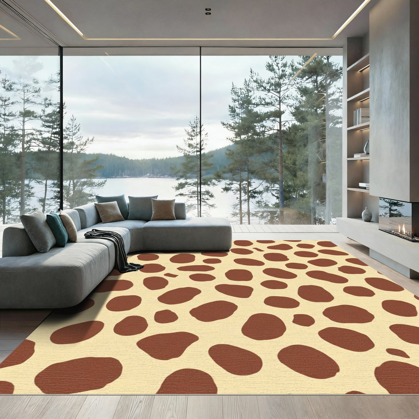 Golden Brown Spotty Spots Rug
