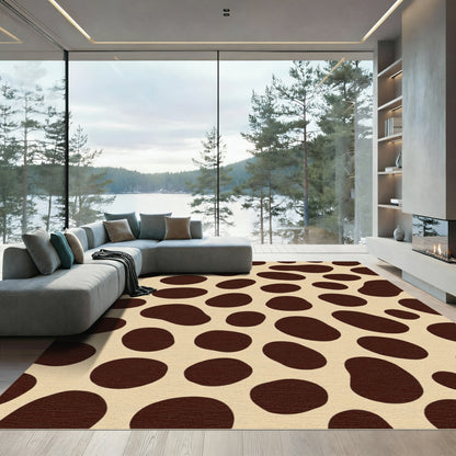 Brown Spot Irregular Shape Cream Rug