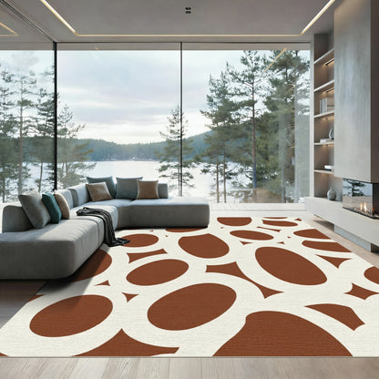Brown and Cream Organic Ring Overlay Rug