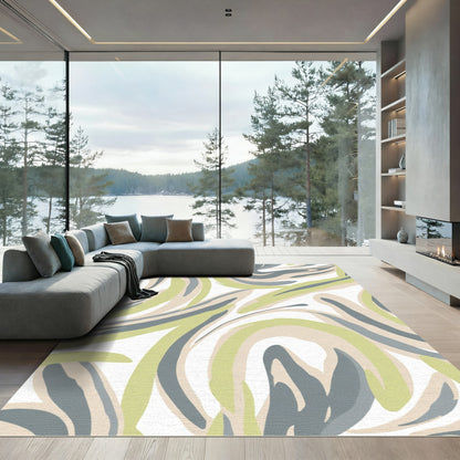 Sage Taupe Swirl Abstract Rug