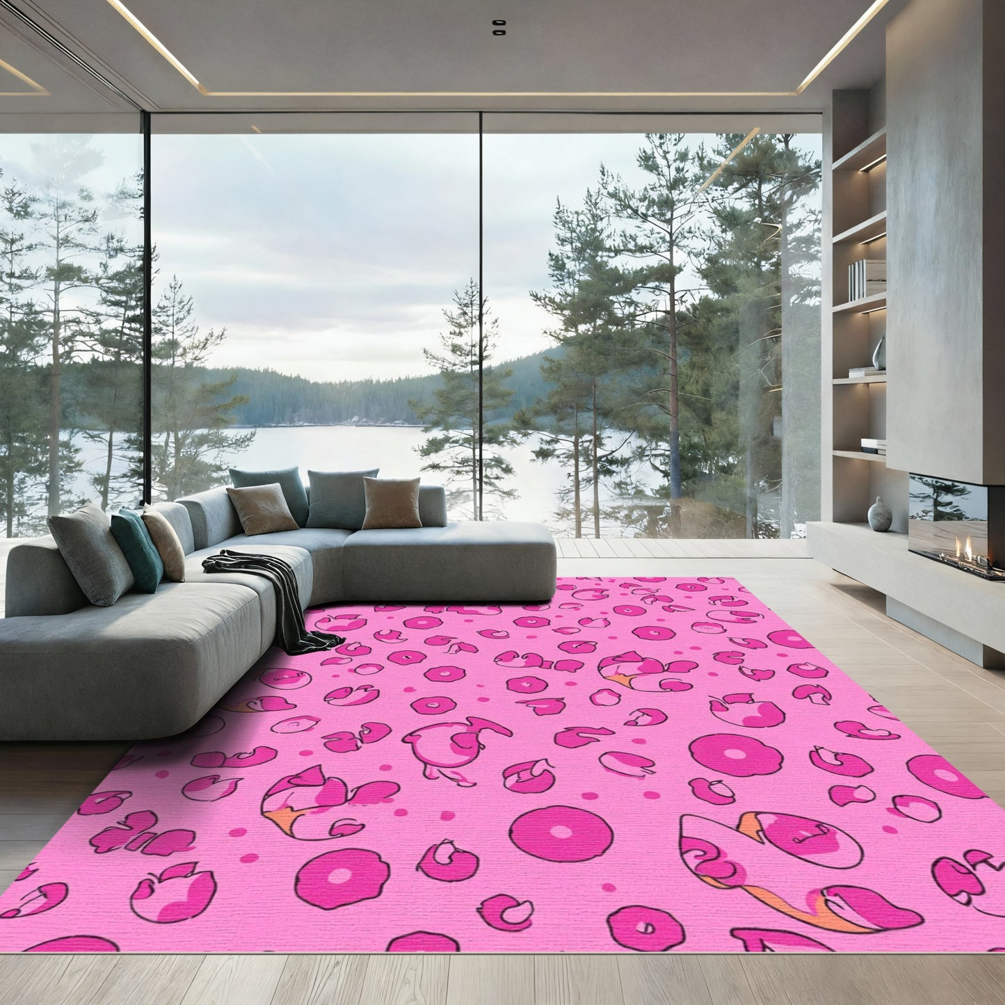 Pink Animalistic Spots And Circles Rug