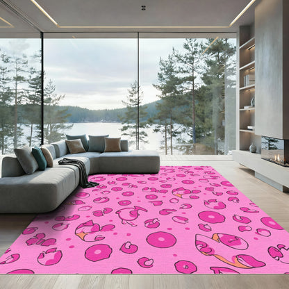 Pink Animalistic Spots And Circles Rug