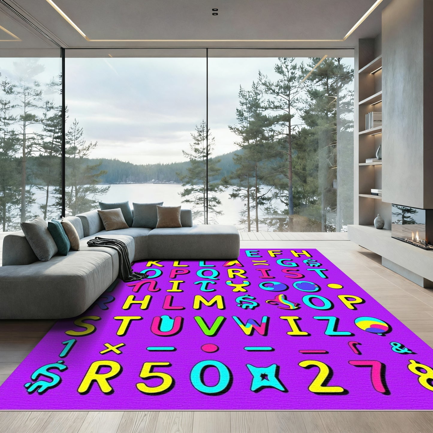 Retro Alphabet Bold Colorful Letters Rug