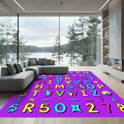 Retro Alphabet Bold Colorful Letters Rug
