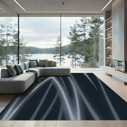 Modern Navy Blue Intertwined Lines Rug