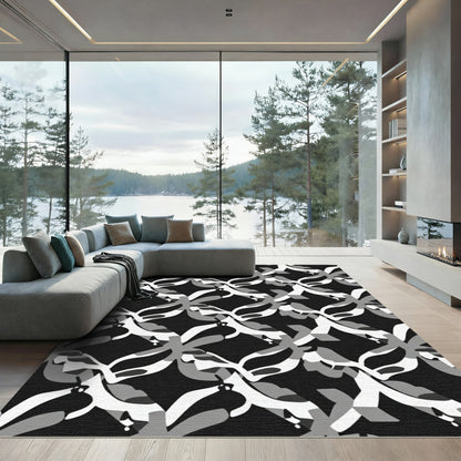 Monochromatic Abstract Interlocking Forms Rug