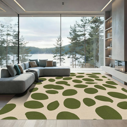 Olive Green Pebble Scatter Rug