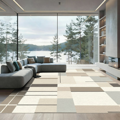 Neutral Geometric Blocks Thin Lines Rug