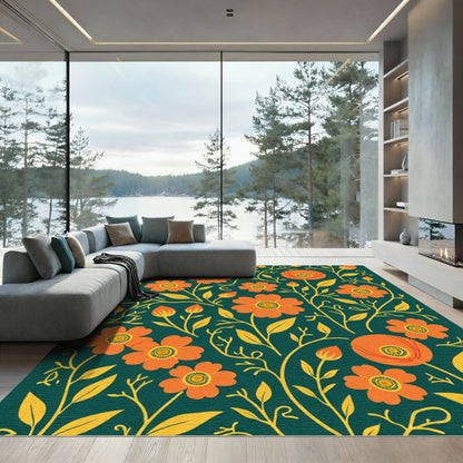 Orange Blossom Vine Garden Rug