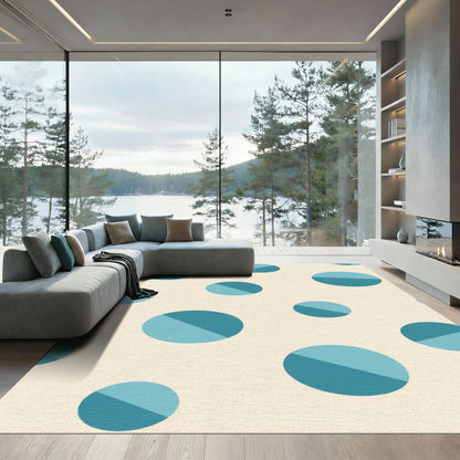 Teal Circles Abstract Composition Rug