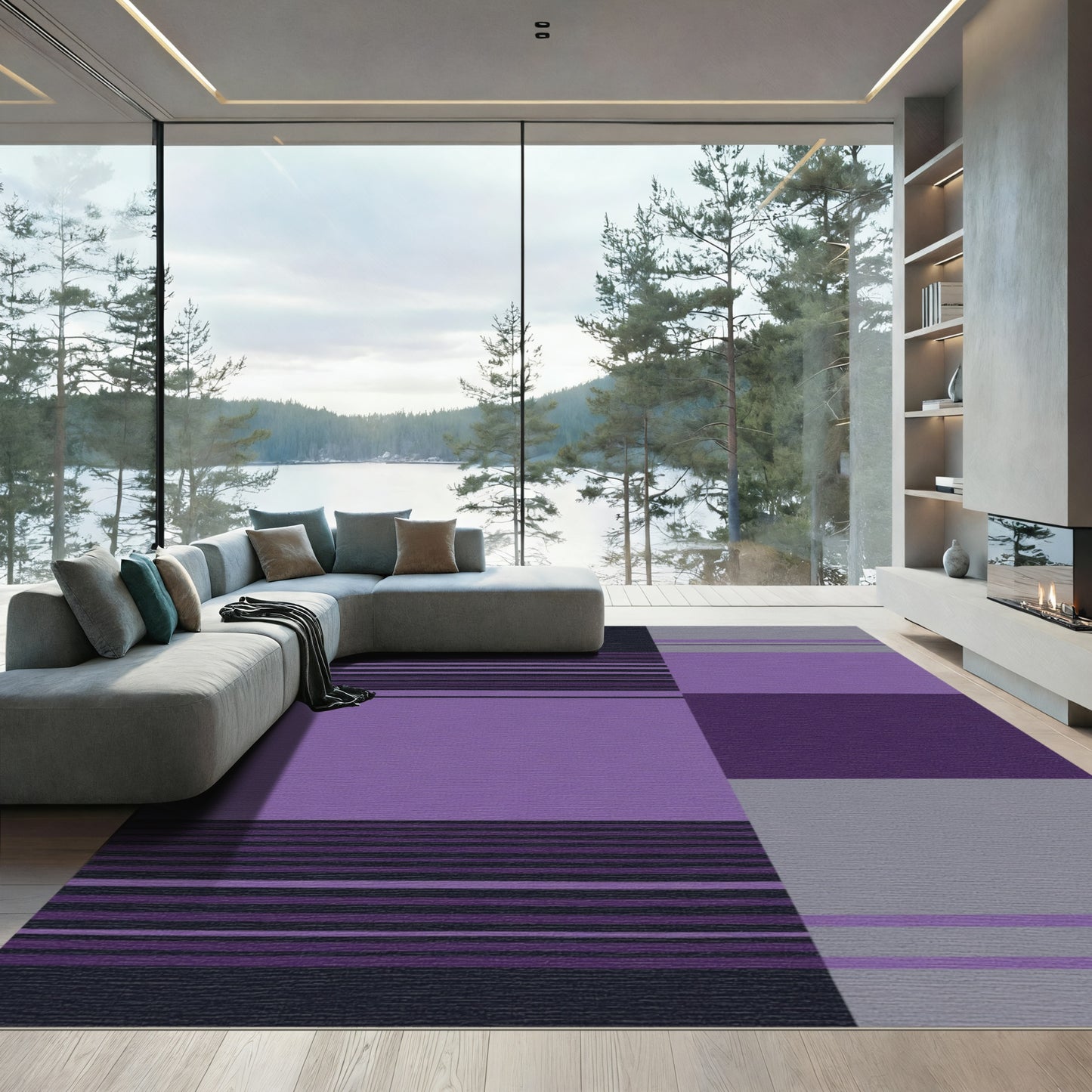 Amethyst Purple Horizontal Stripes Rug
