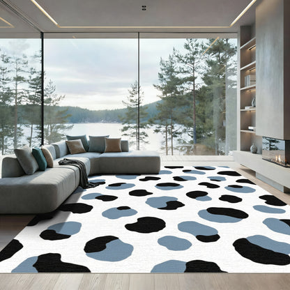 Blue Black Spotted Abstract Composition Rug