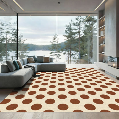 Brown Polka Dot Cream Background Rug