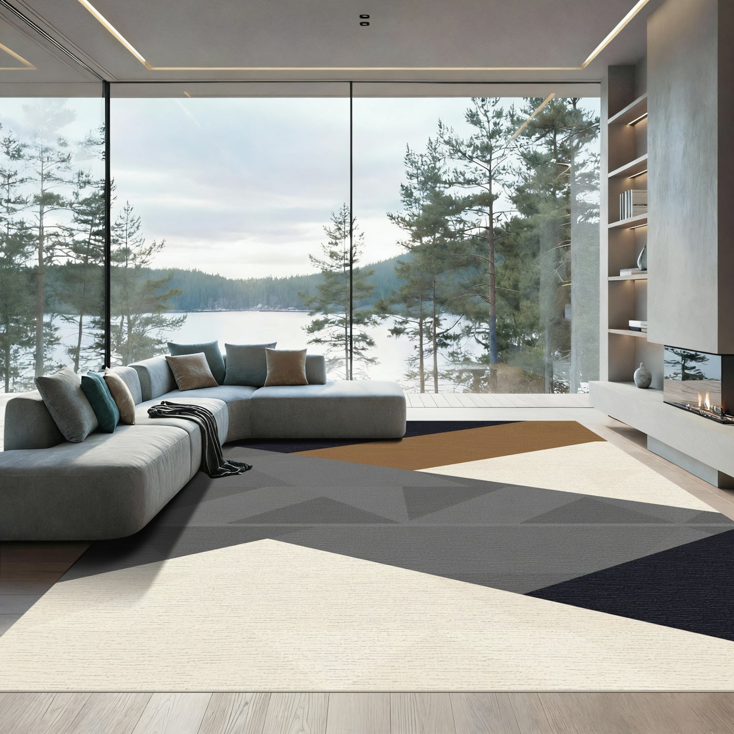 Modern Geometric Abstract Shapes Rug