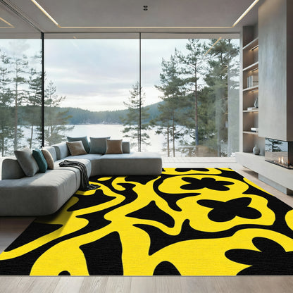 Bold Yellow Organic Abstract Rug