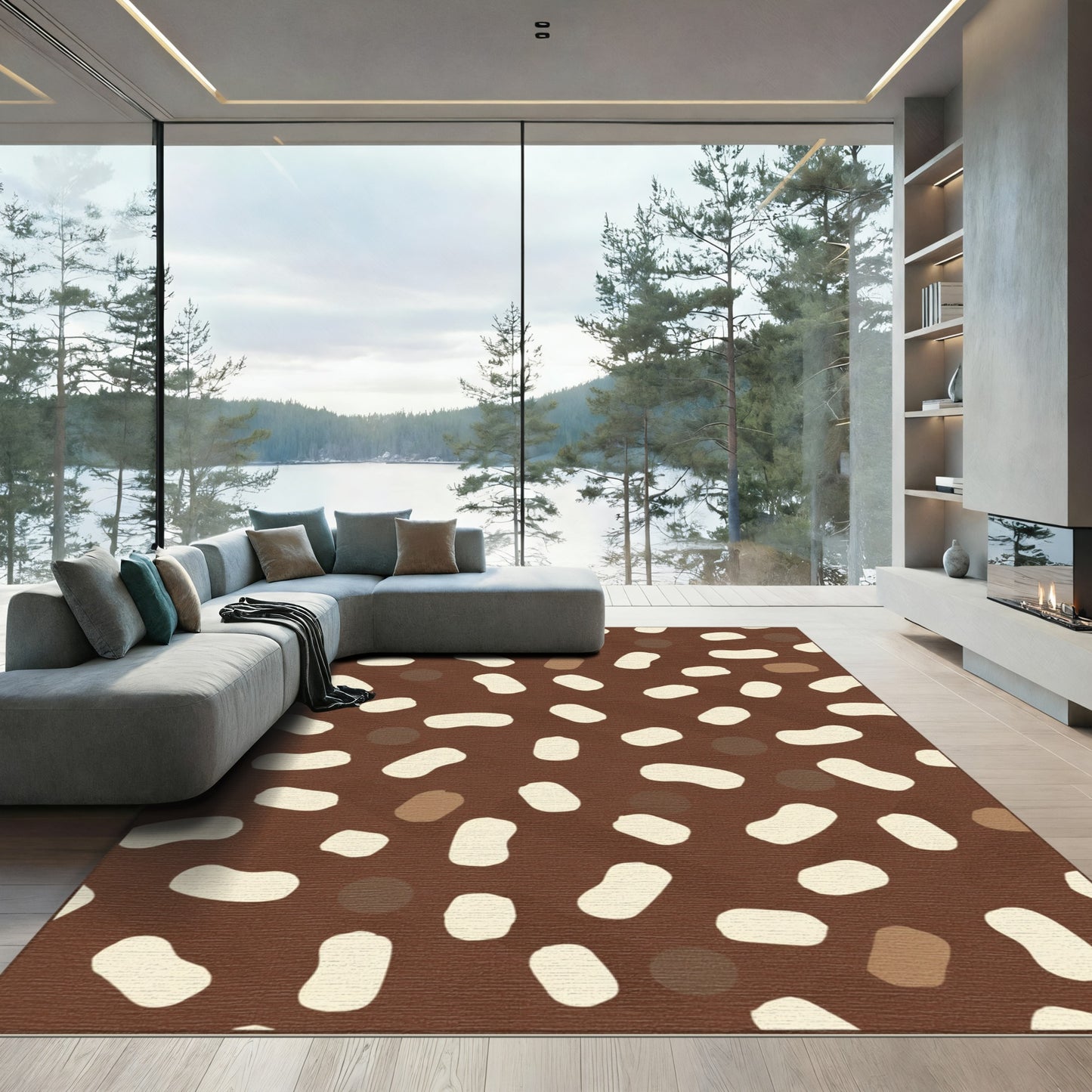Brown Cream Speckled Organic Round Rug