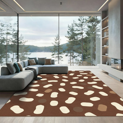 Brown Cream Speckled Organic Round Rug