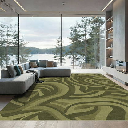 Abstract Earthy Camouflage Swirl Rug