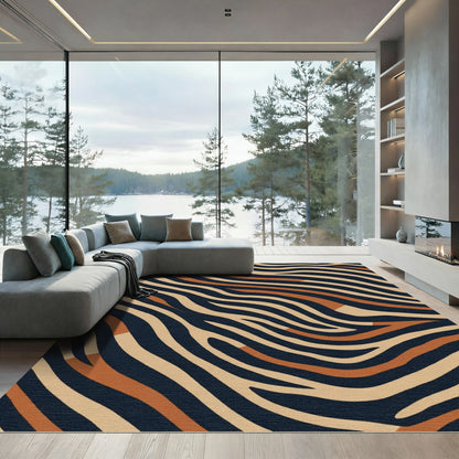 Bold Ink Tan Zebra Stripe Rug