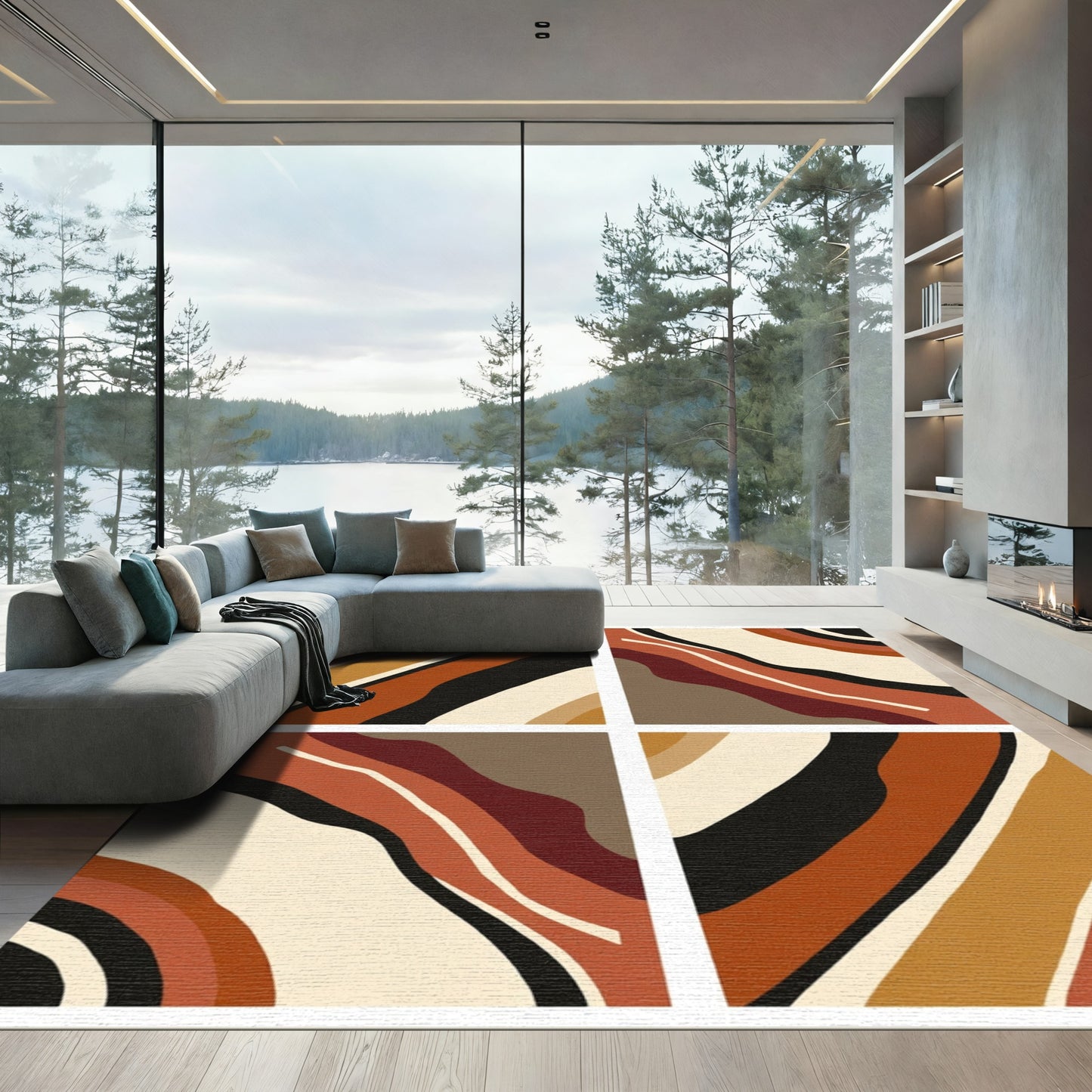 Terracotta Amber Wavy Stripe Rug