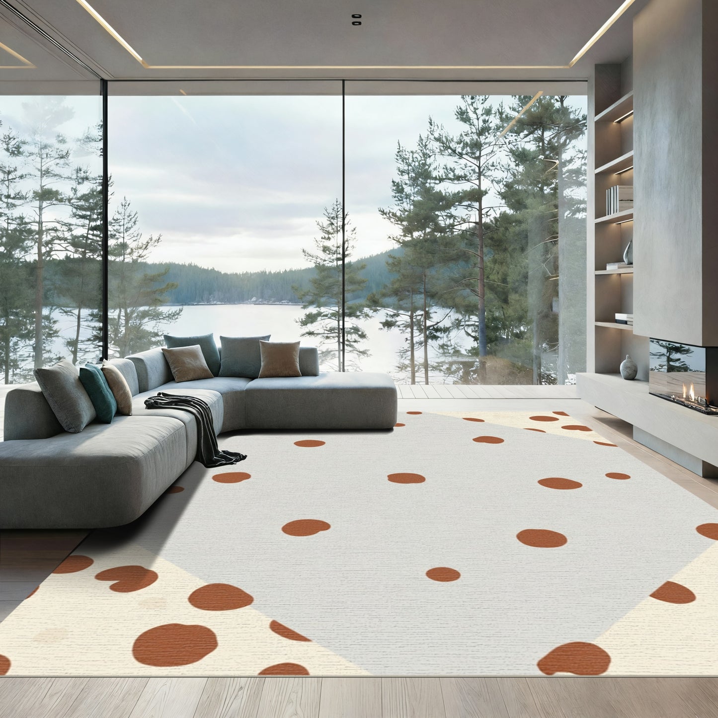 Brown Dot Diamond Cream Rug