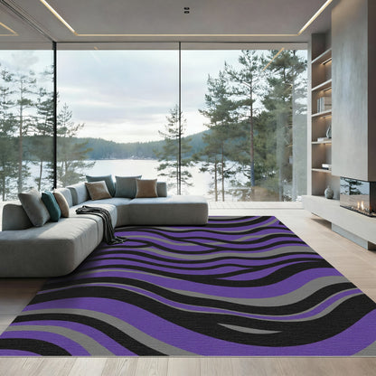 Purple Black Gray Wave Pattern Rug