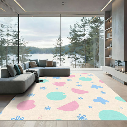 Pastel Fun Shapes Floral Arrangement Rug