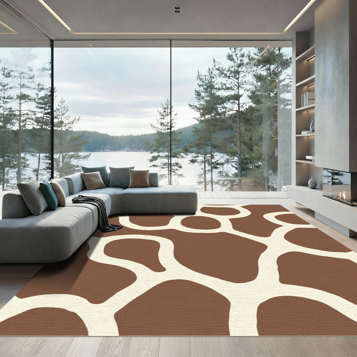Brown Cream Organic Giraffe Spot Rug