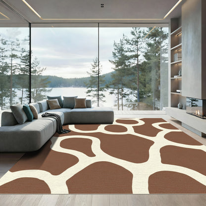 Brown Cream Organic Giraffe Spot Rug