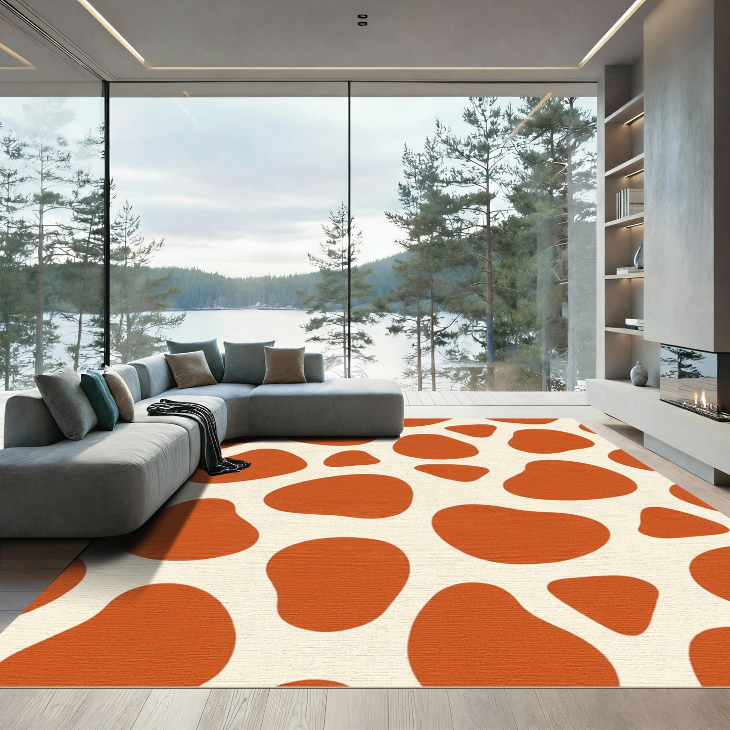 Rustic Orange Giraffe Spots Rug