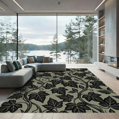 Dark Ivy Vine Scrollwork Rug