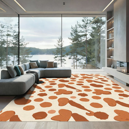 Brown Terra Cotta Blob Cluster Arrangement Rug