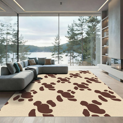 Brown Spotted Cream Abstract Shapes Rug